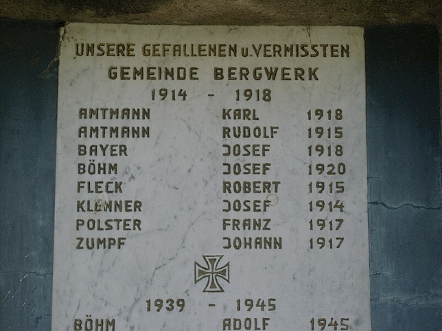 Bergwerk, Kriegerdenkmal