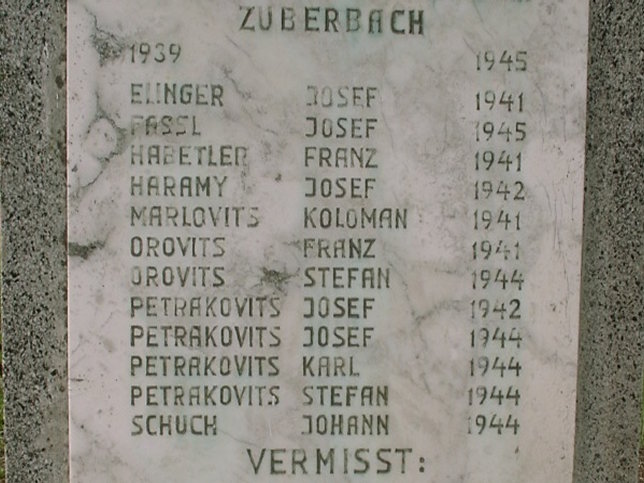 Zuberbach, Kriegerdenkmal